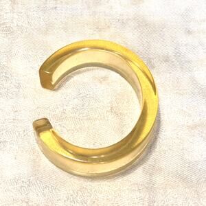 Mid Century Golden Amber Translucent Acrylic Chunky Bangle Vintage Retro 1950s